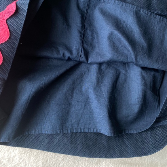 Vineyard Vines Ric Rac Strapless Dress Navy Pink Trim Party Cotton Blend sz 2 - Picture 8 of 13